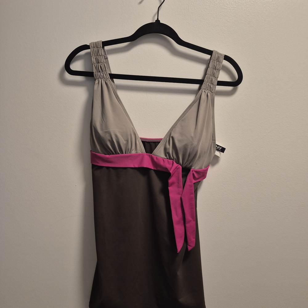 NWT DKNY Women's  Swim Dress  in Gray and Pink